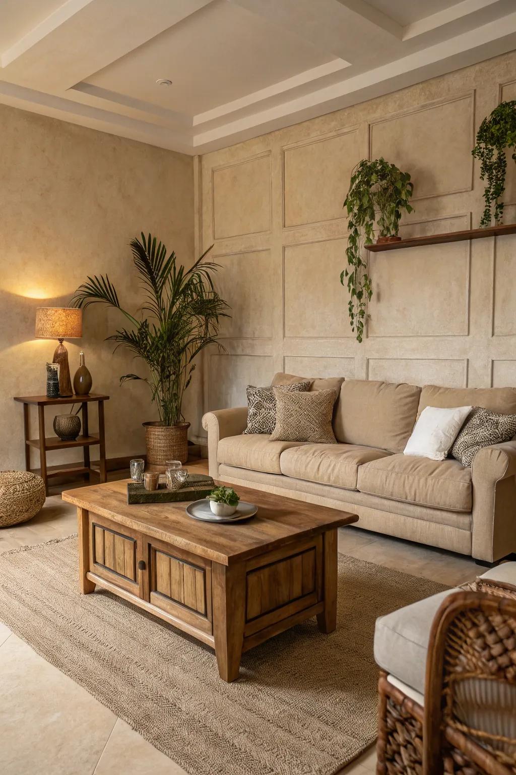 Neutral hues make a peaceful and spacious area.