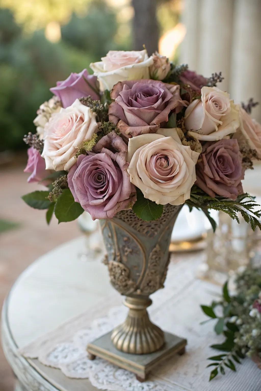 Vintage roses conjuring a sentimental ambiance.