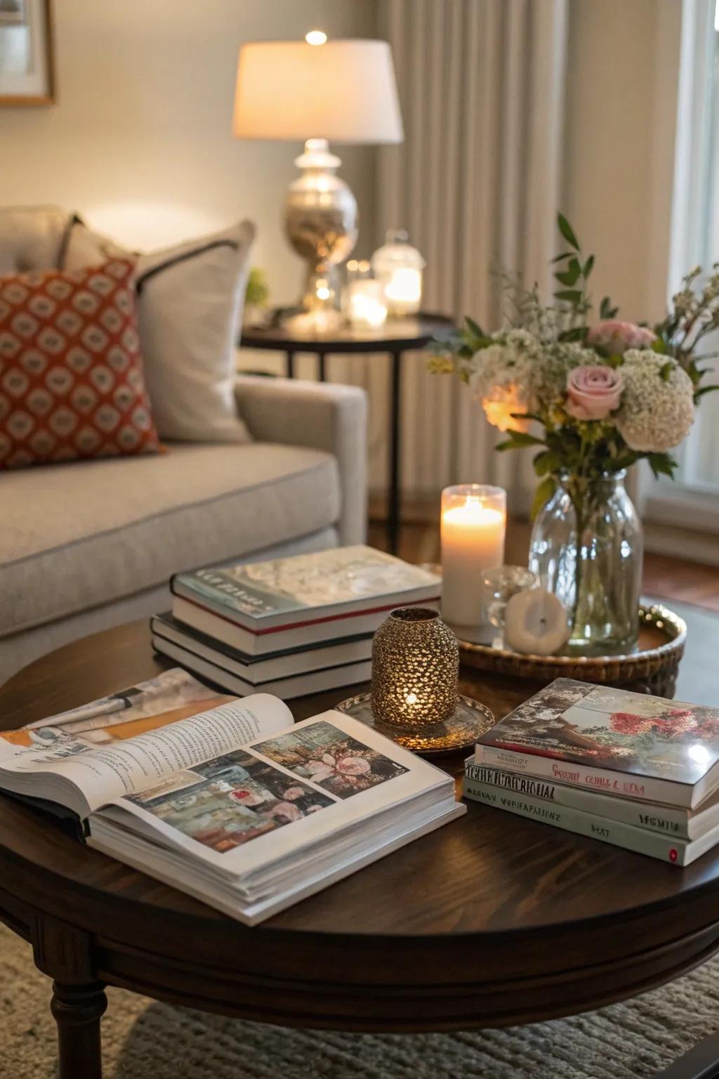 Reading materials introduce a personalized element to your coffee table.