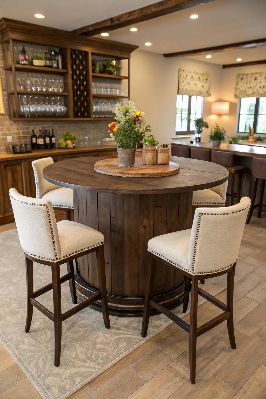 Rounded seating that inspires conversation and closeness.