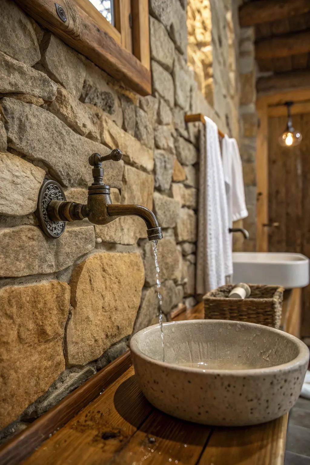 Spigots attached to the wall provide an efficient, country appearance.