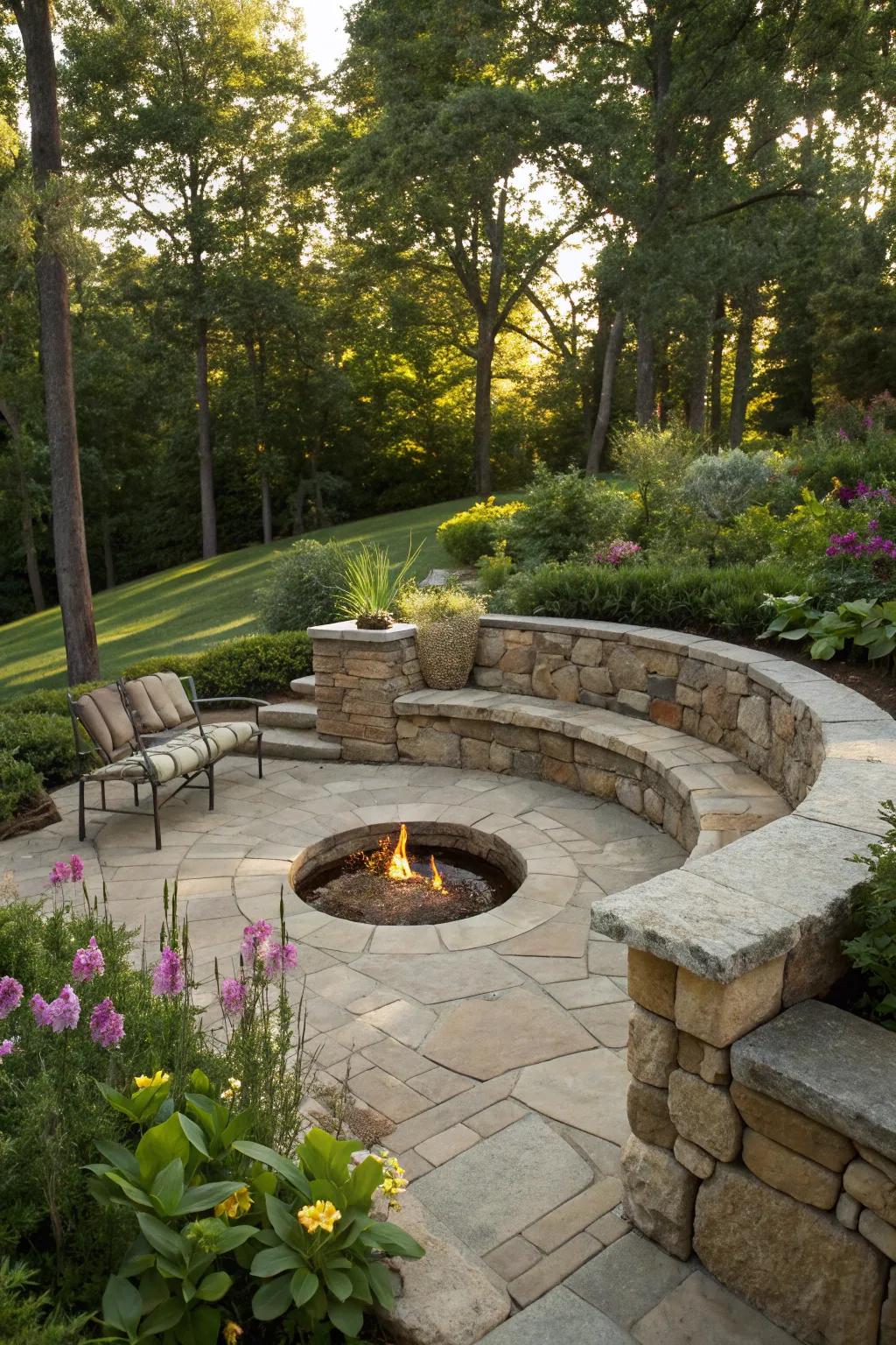 A hidden treasure: the sunken stone fire pit.