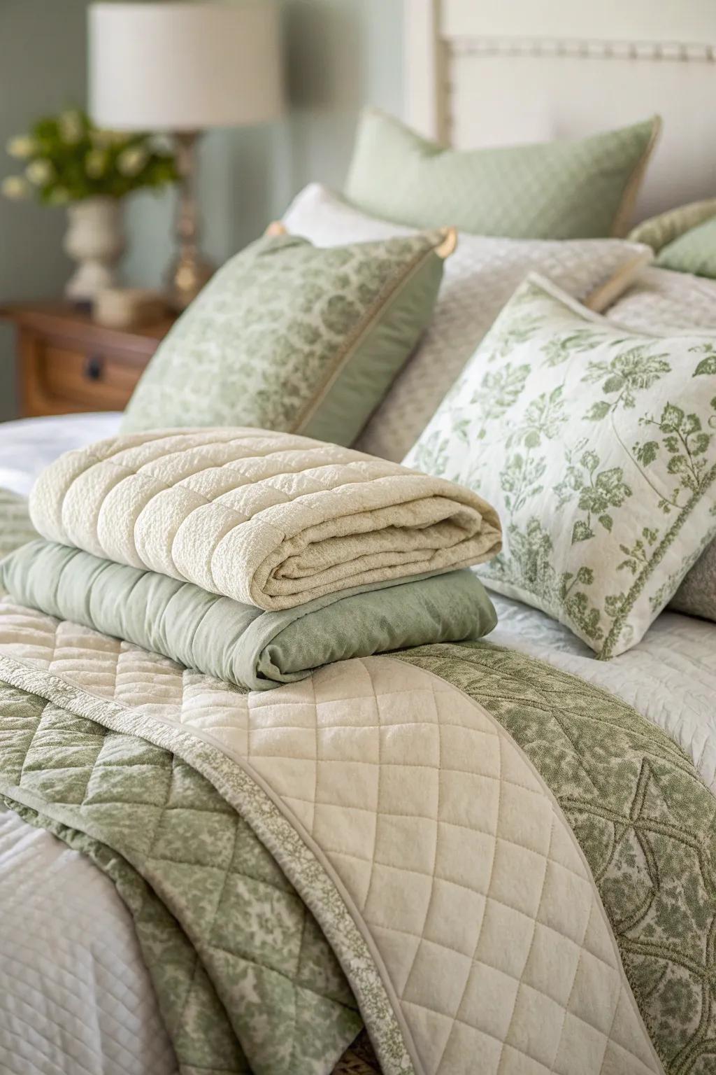 Textural fabrics in soft hues add comfort and warmth.