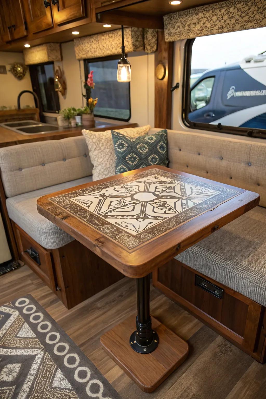 Customizing a DIY table brings personal artistry to your RV.