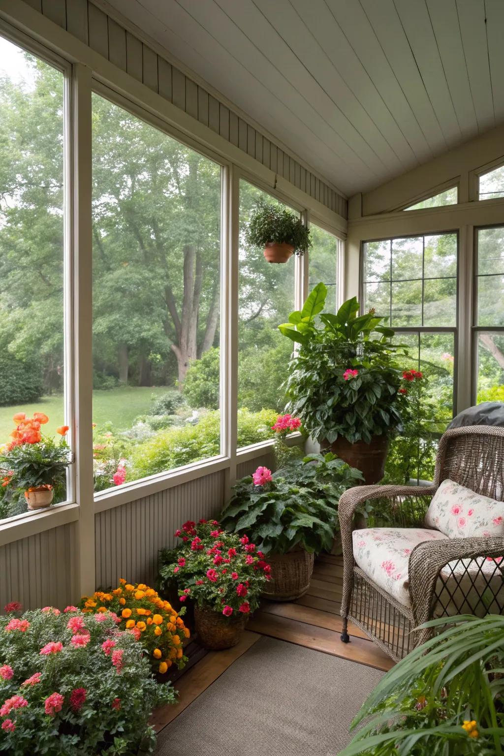 Organic elements infuse vitality and appeal into the veranda.