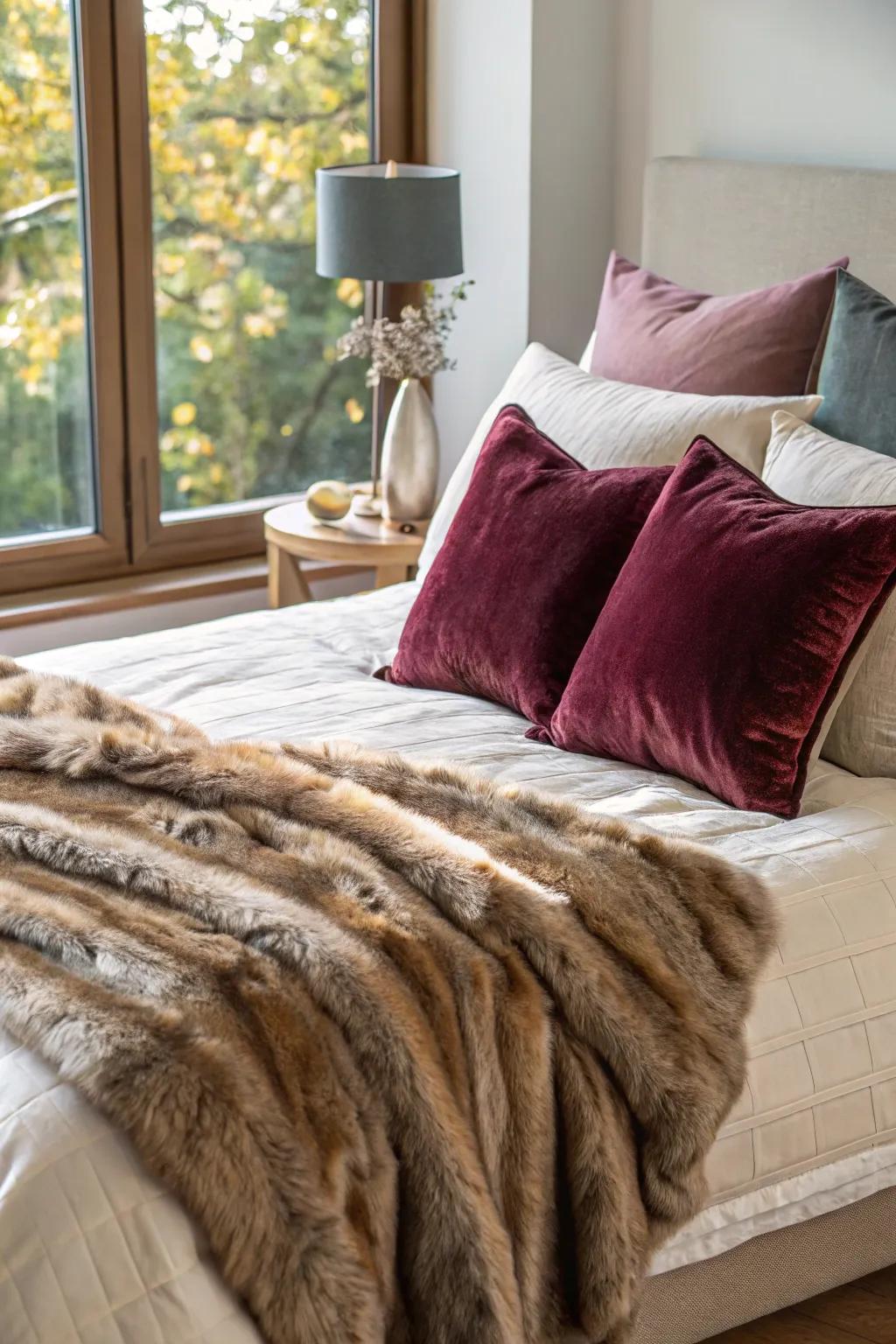 Lush materials like velvet and faux fur boost comfort.