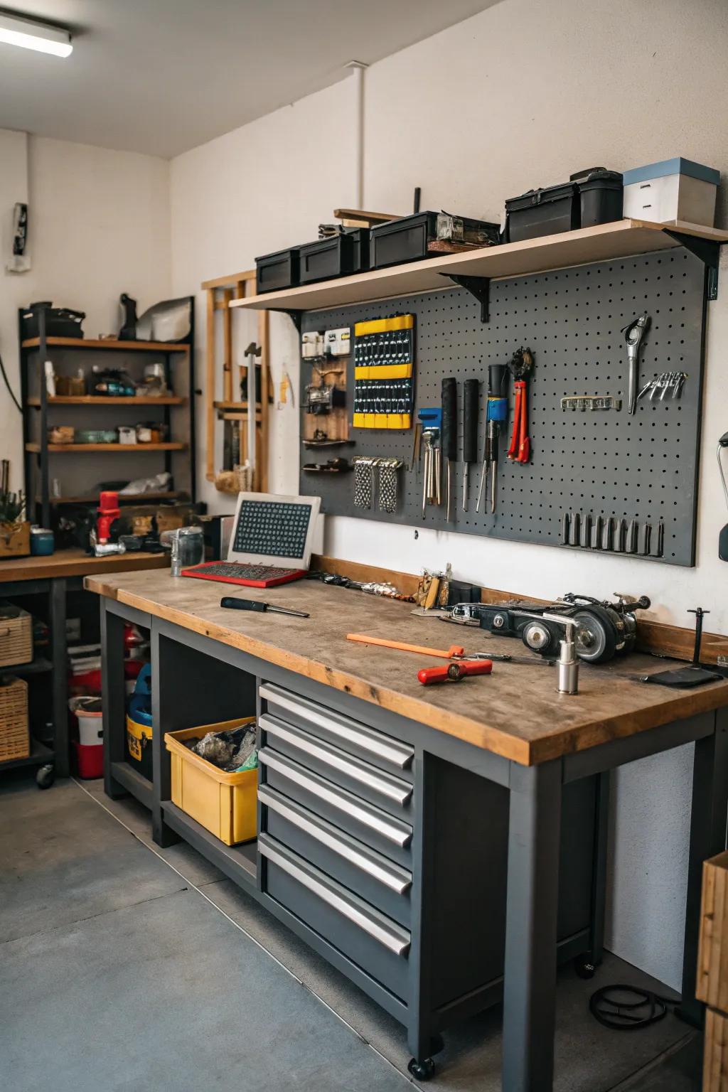 A crafting area encourages imagination and efficiency.