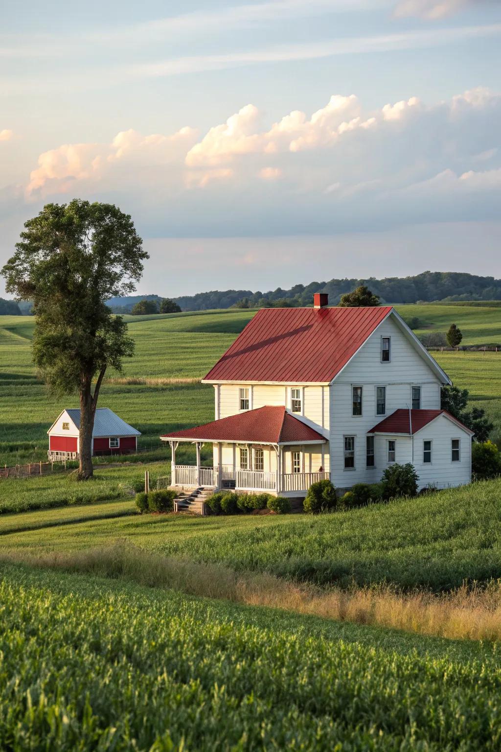 Plank and beam siding delivers classic farmhouse charm.