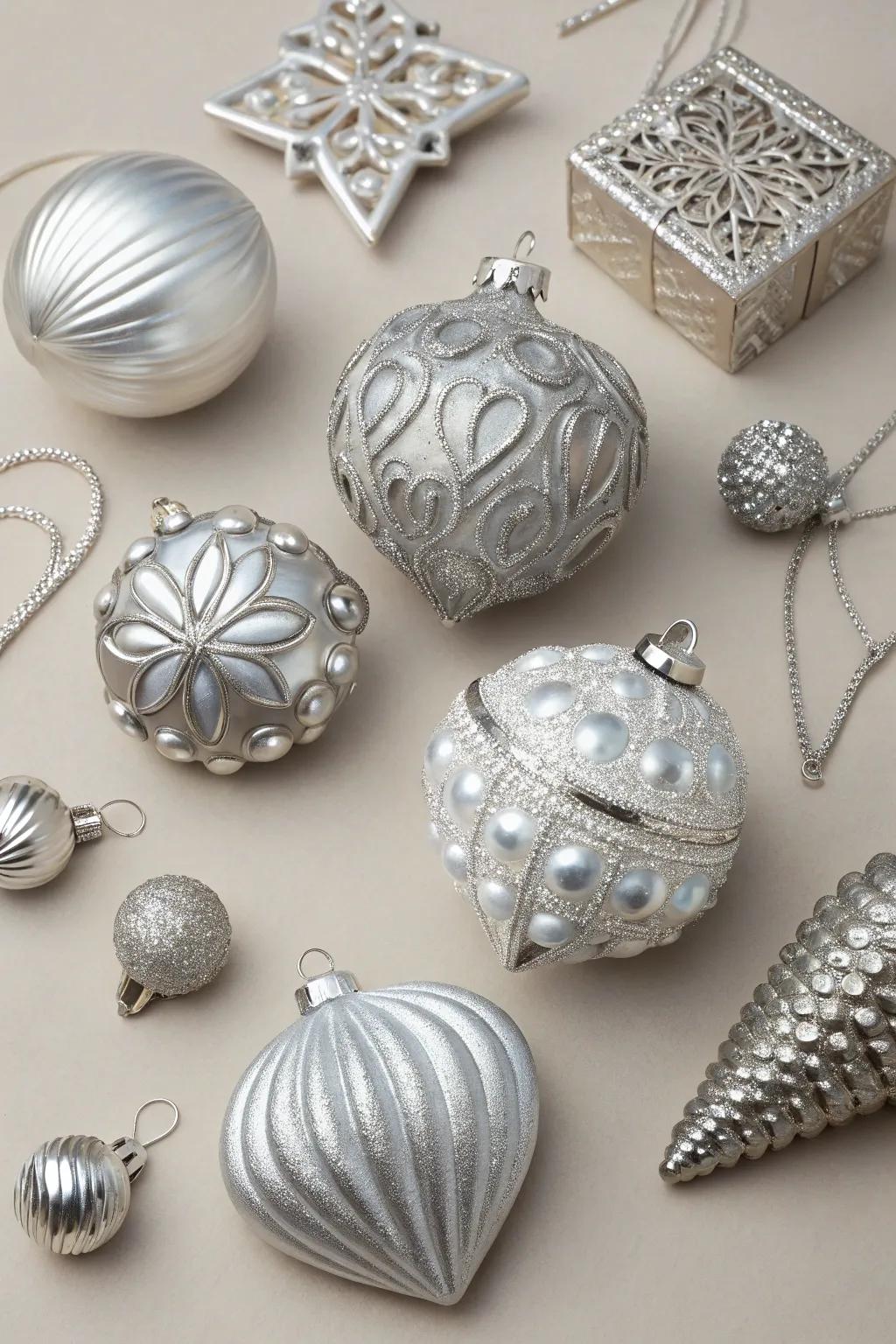 Silver ornaments introduce dimension and refinement to your decor.