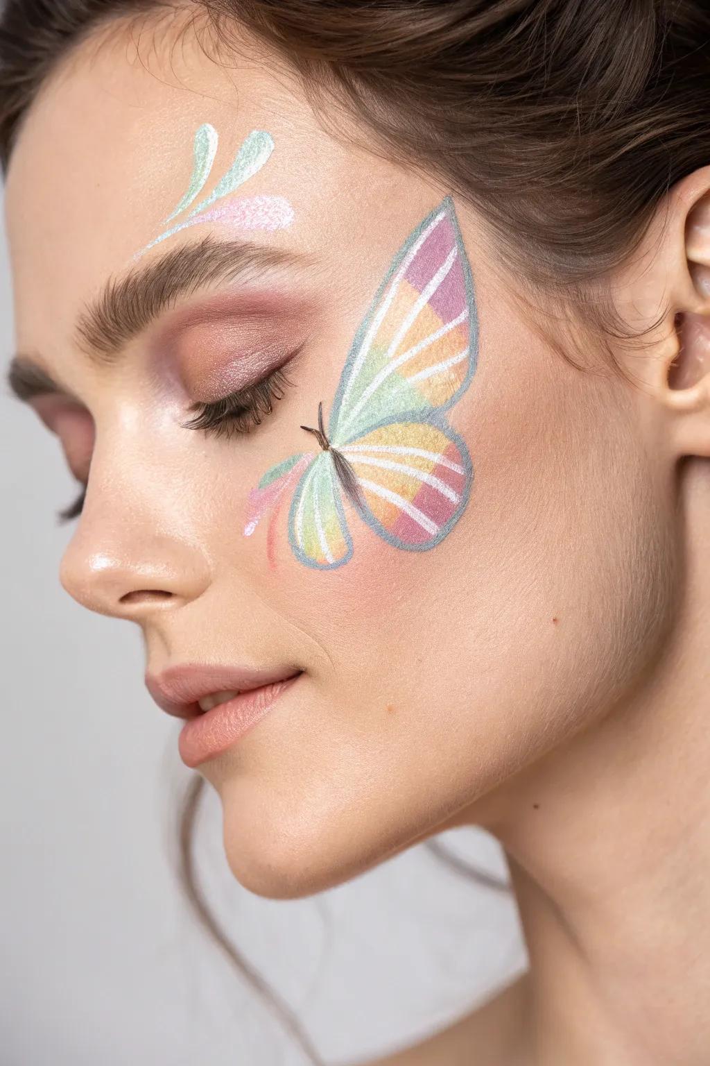 Value the elegance of chromatic wings with a simple butterfly visage design.