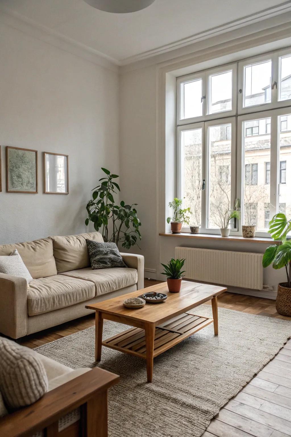Your living area will find tranquility through simplicity in design.