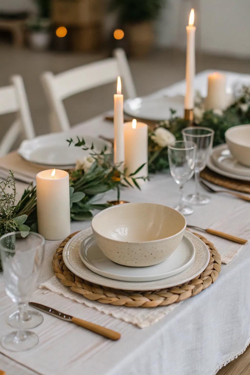 Simple grace in table arrangements.