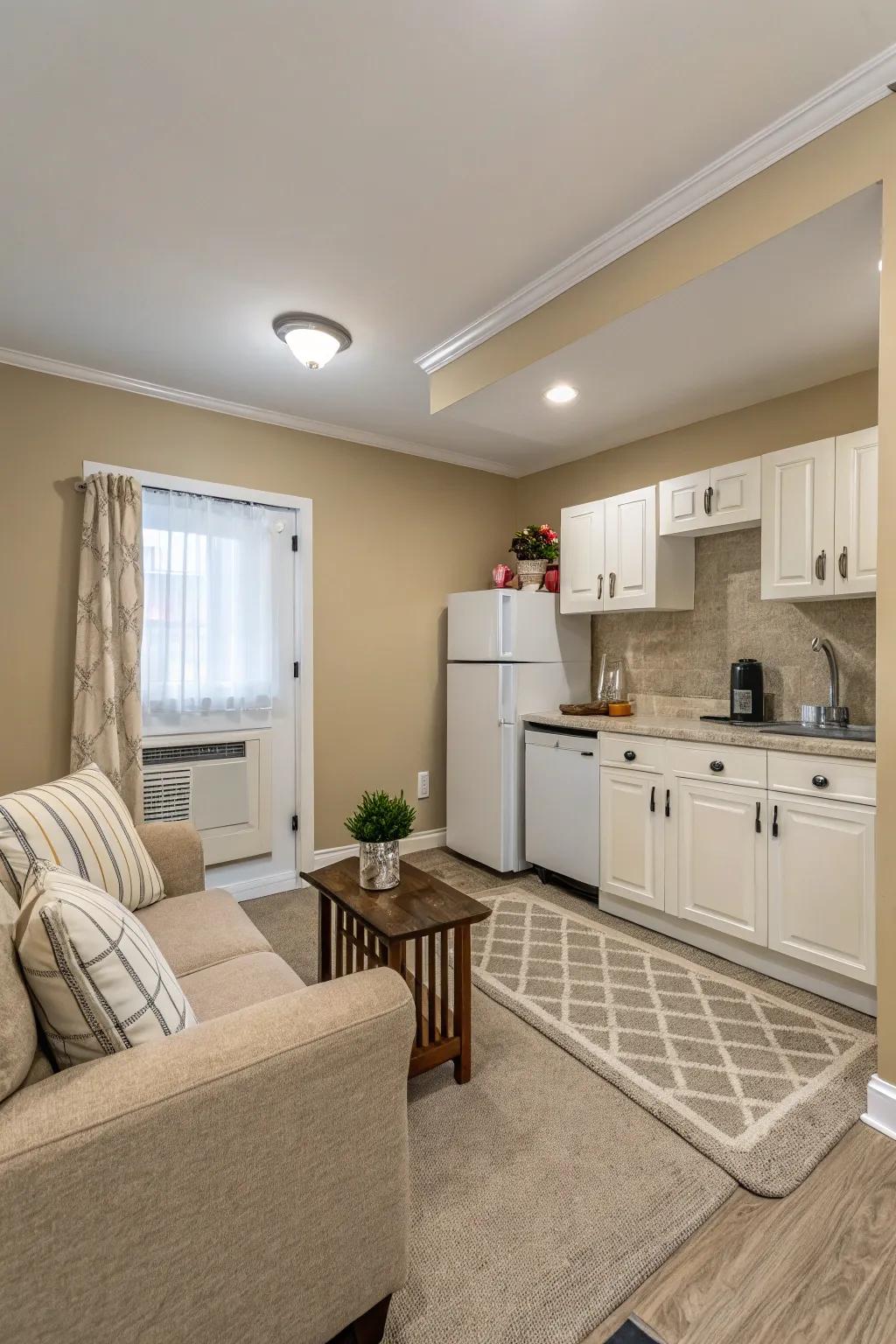 Soft colors make small spaces feel more open and bright.