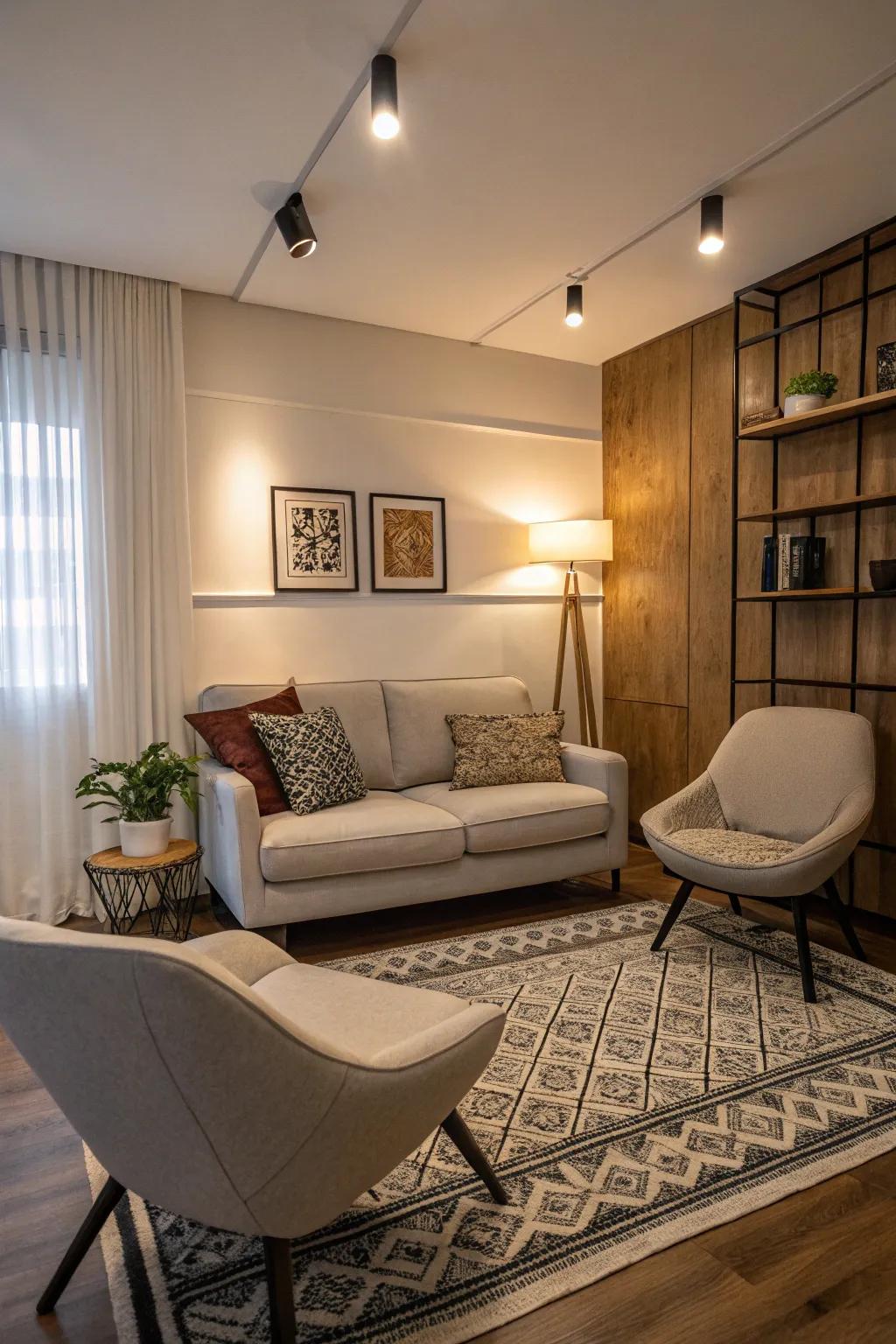 Smaller furniture makes your space feel open and inviting.