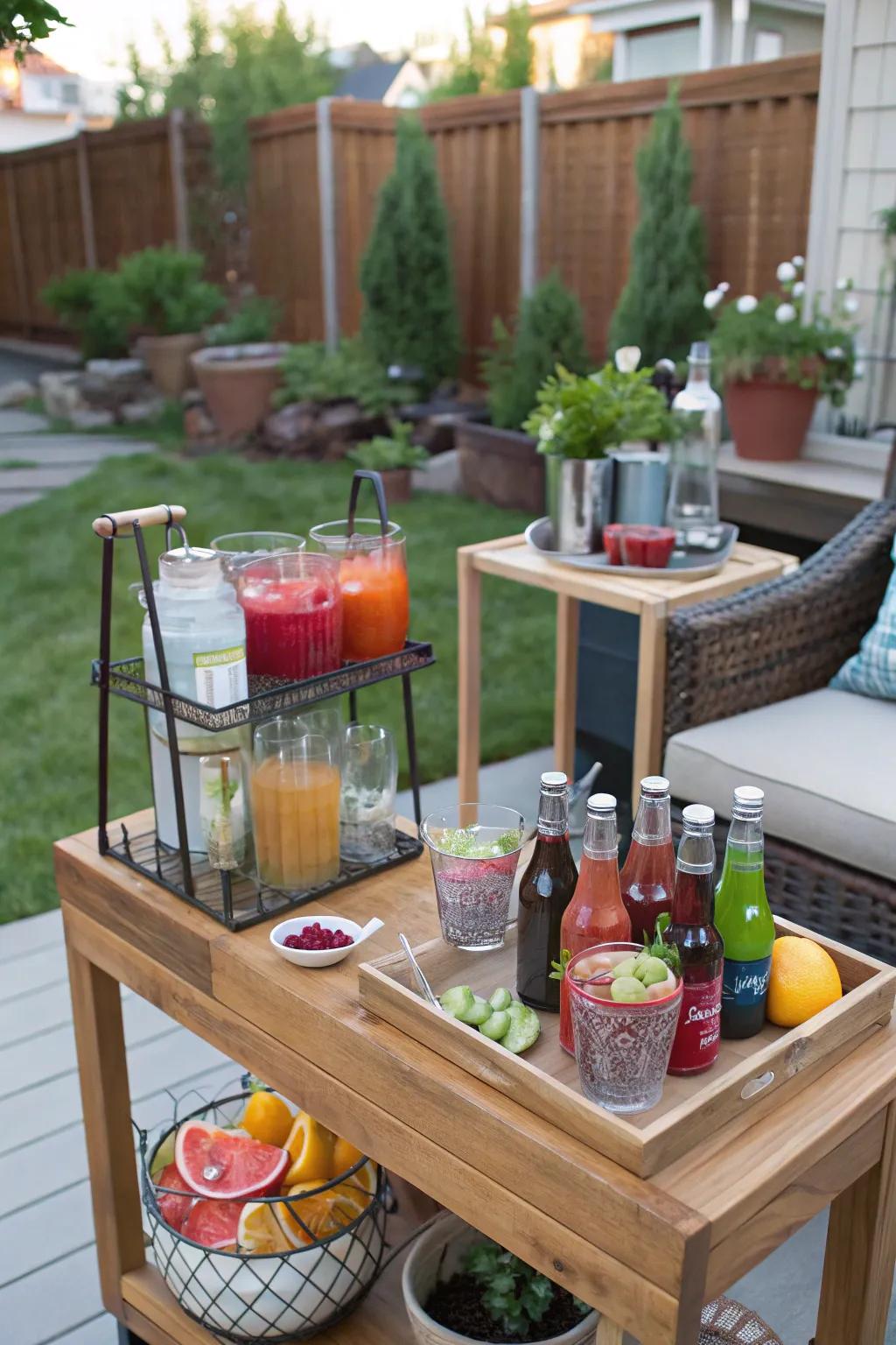 A DIY drink corner with inventive beverage selections