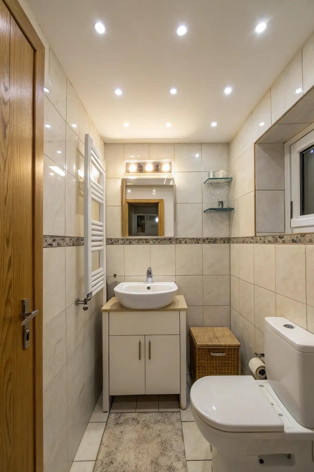 Recessed lighting offering a minimalist aesthetic.