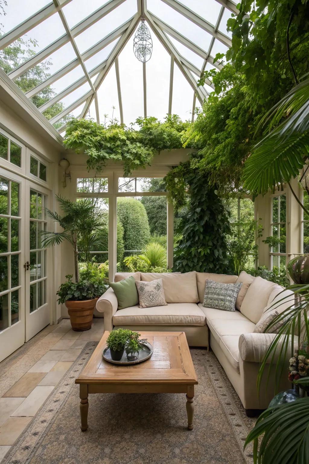 Construct a welcoming retreat with tempting seating options and a touch of verdant beauty.