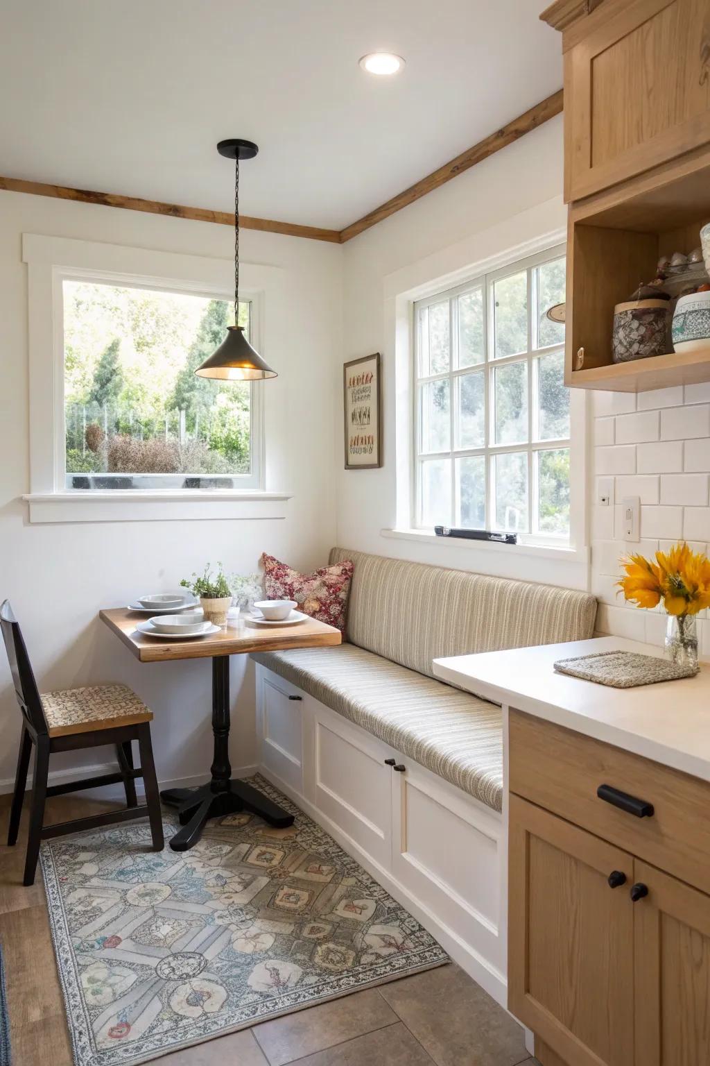 Built-in seating maximizes space and comfort.