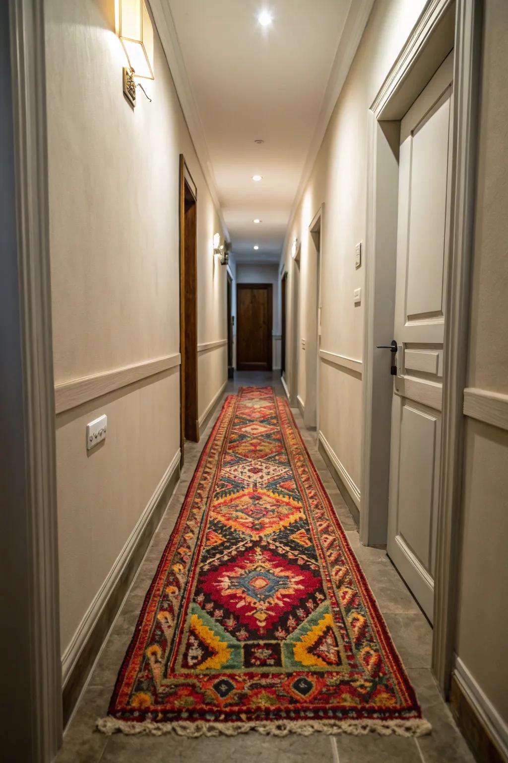 Hallway carpets excel at infusing warmth and sophistication into confined passageways.