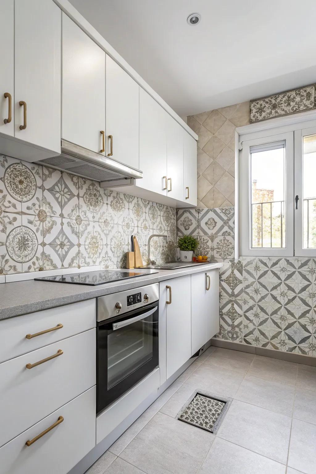 Achieve elegance with a backsplash in subtle colors.