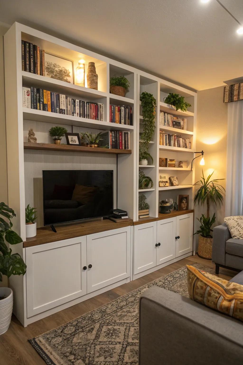 Solutions for vertical storage conserve space and contribute personality.