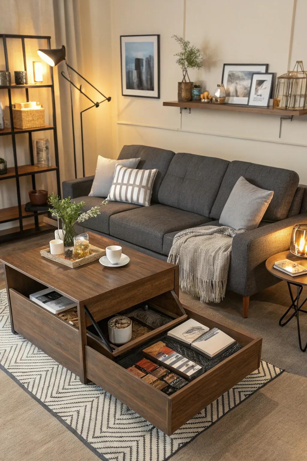 Versatile furnishings optimize utility in limited areas.