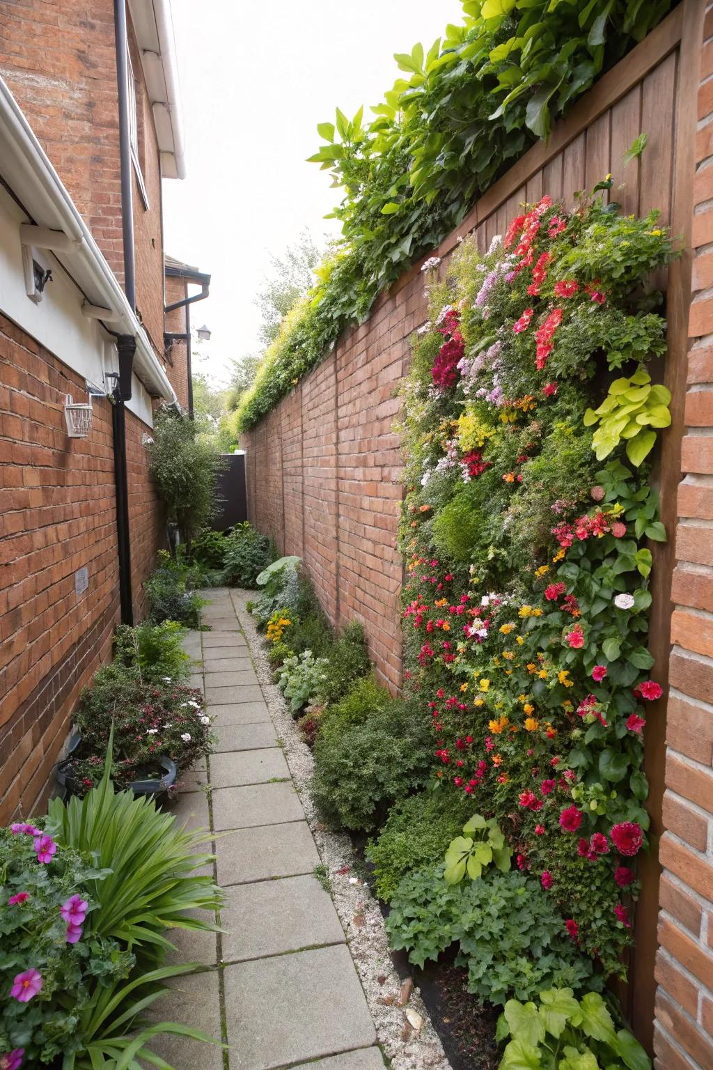 Upright gardens make exceptional use of tight areas, adding greenery to narrow side yards.