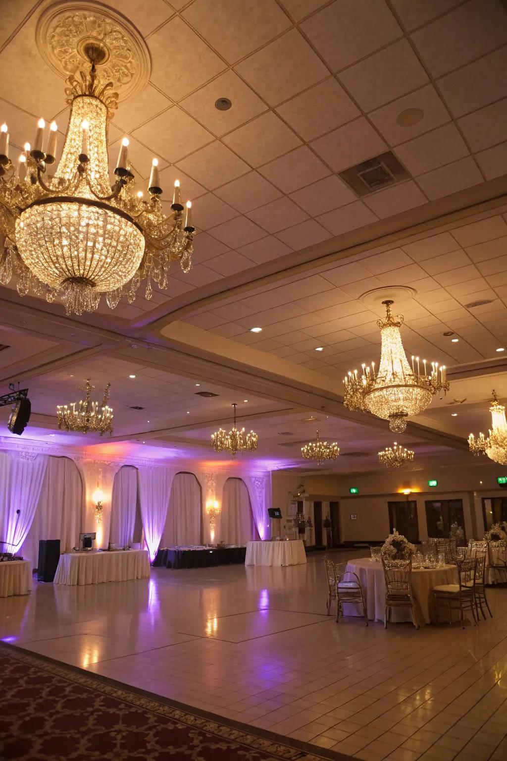 Pendant lights and diffused lighting establish an enchanting atmosphere in small settings.