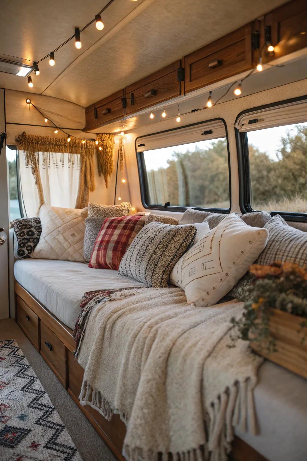 Textiles introduce warmth and comfort to your RV, transforming it into a true home away from home.