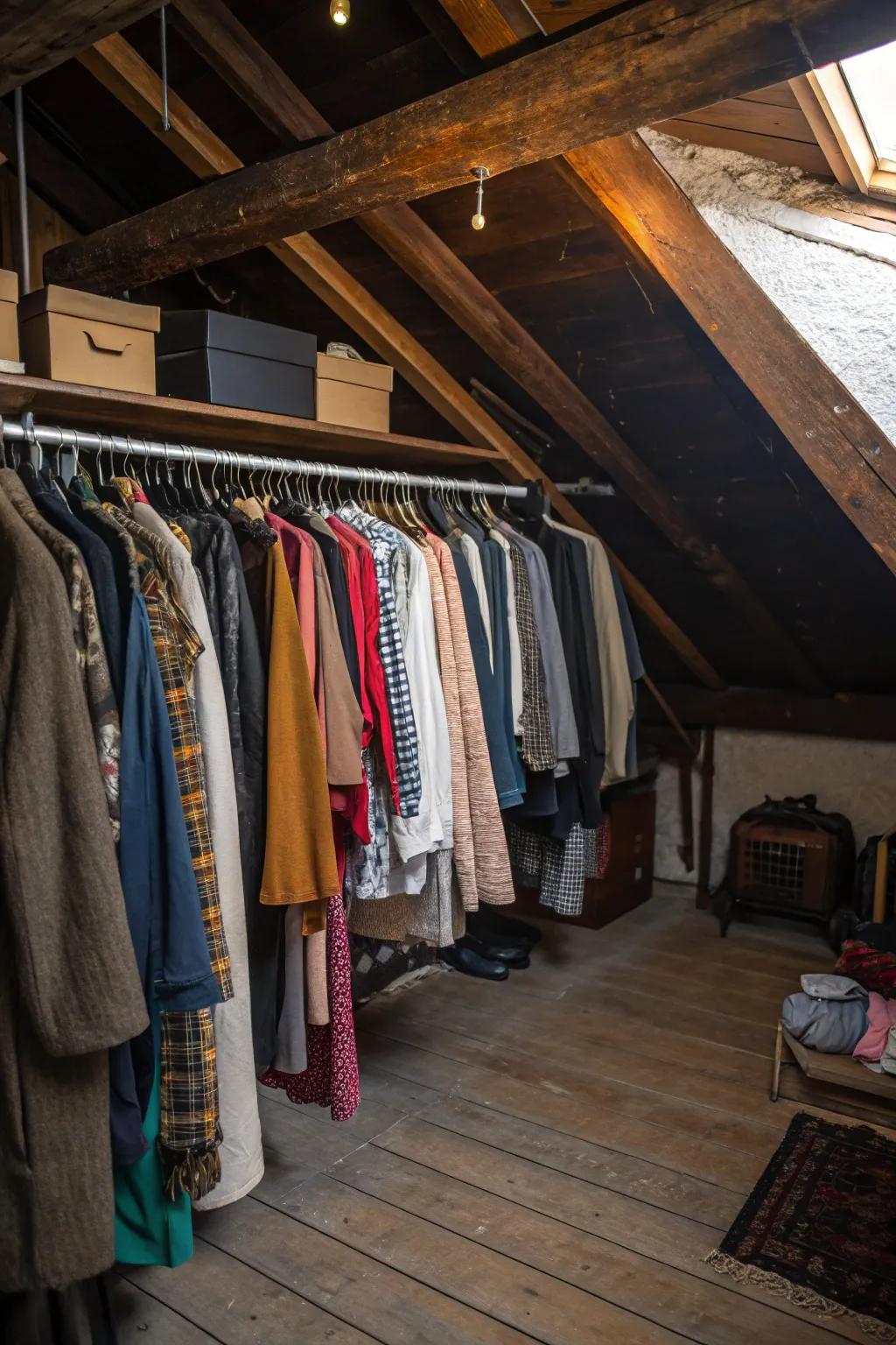 Skillful use of hanging rods can make difficult spaces amazingly useful.