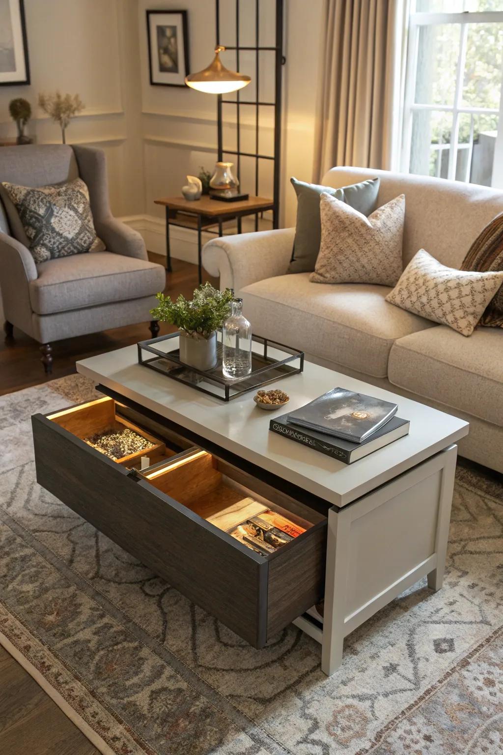 Multi-functional furniture brings together style and storage perfectly.