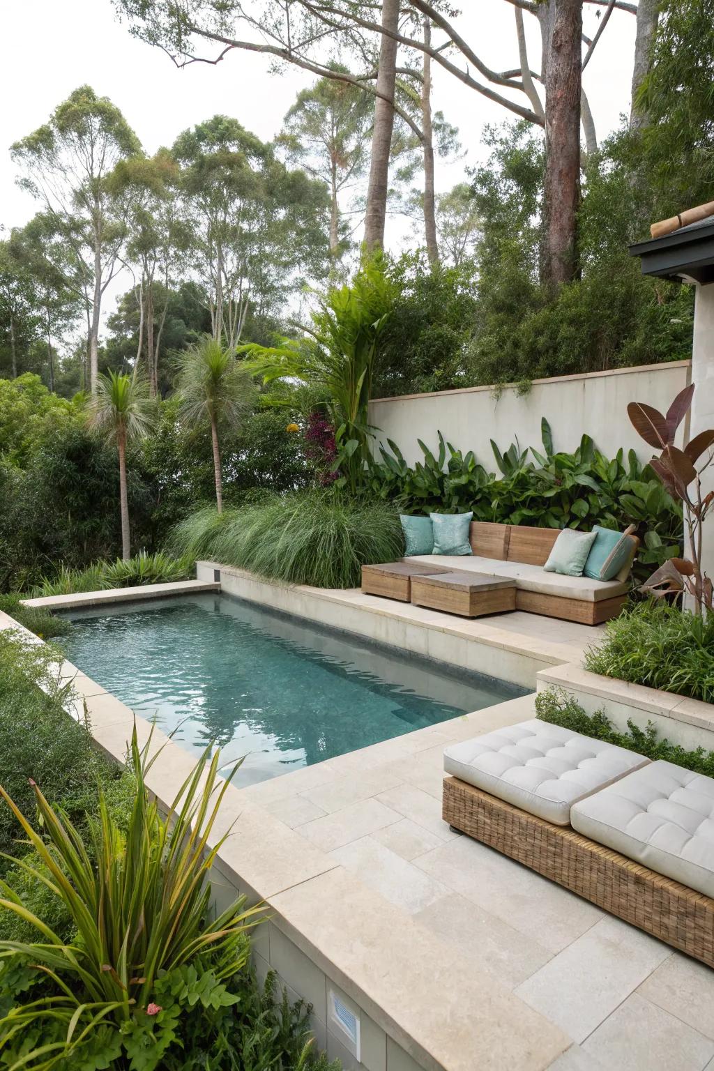 In-built benches offer style and functionality.