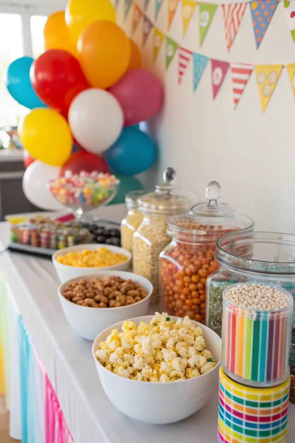 Craft your individual popcorn masterpiece at this captivating popcorn center.