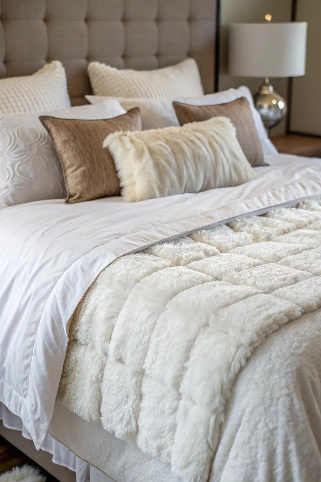 Sumptuous bedding entices you to unwind and relax in comfort.