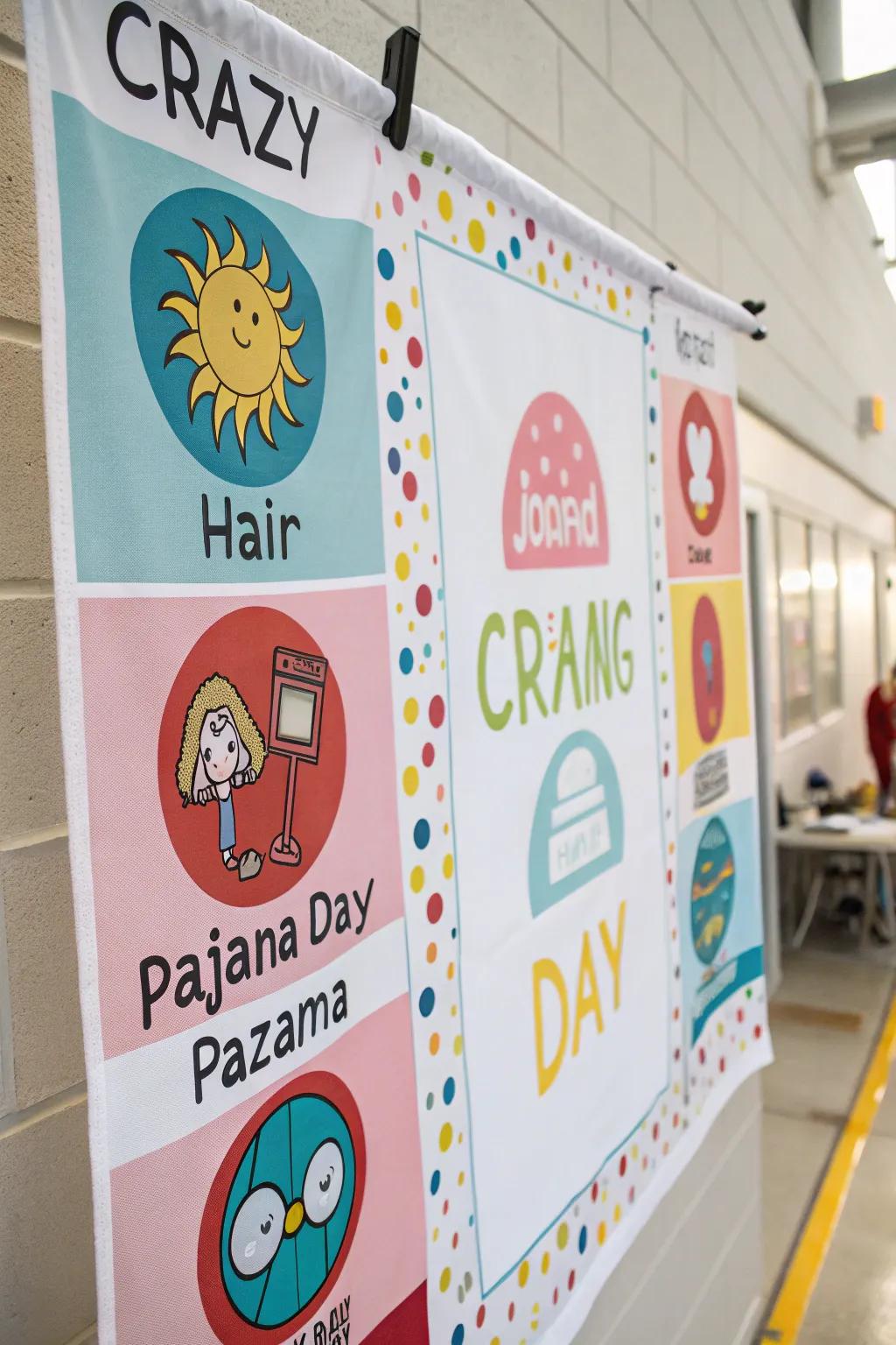 A fanciful display featuring themed day symbols, giving a delightful twist.