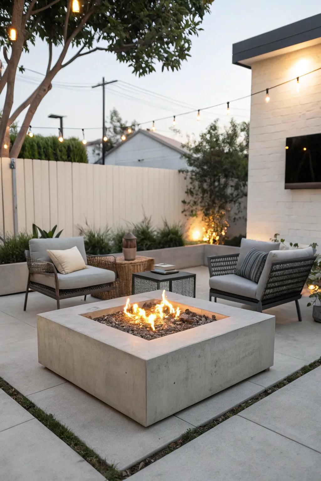 Cement fire pits deliver a refined and up-to-date appearance.