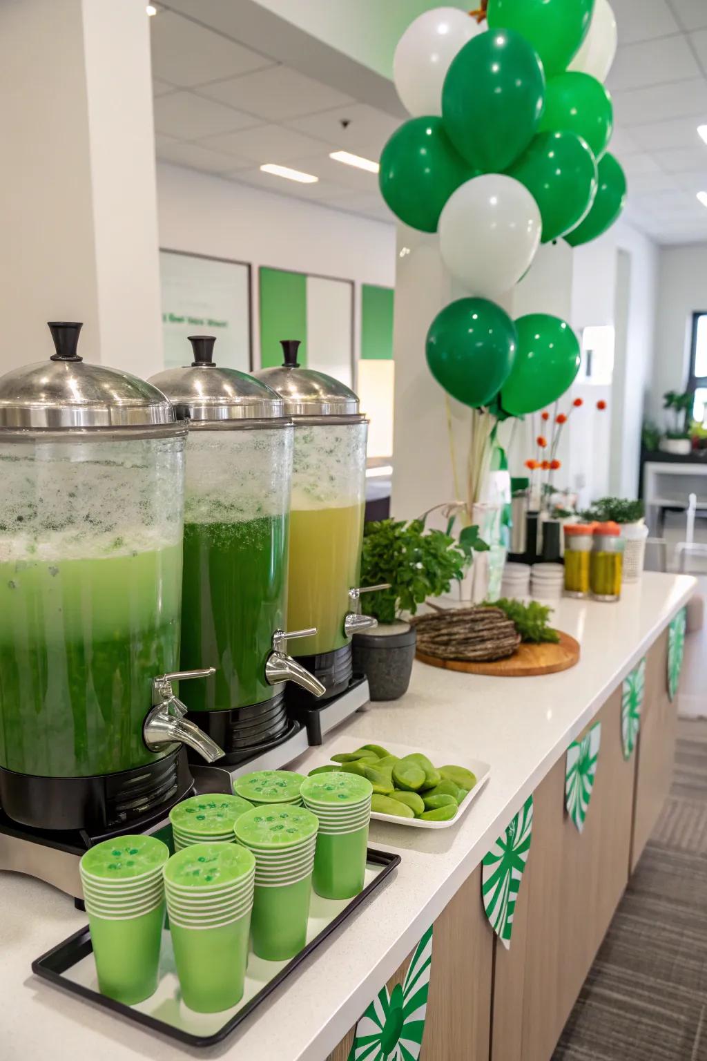 A revitalizing green drink corner to commence St. Patrick's Day.