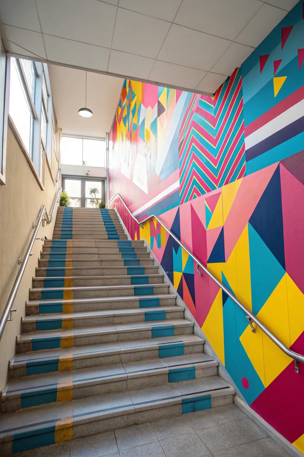 Use geometric designs in vibrant colors to give a space a modern feel.