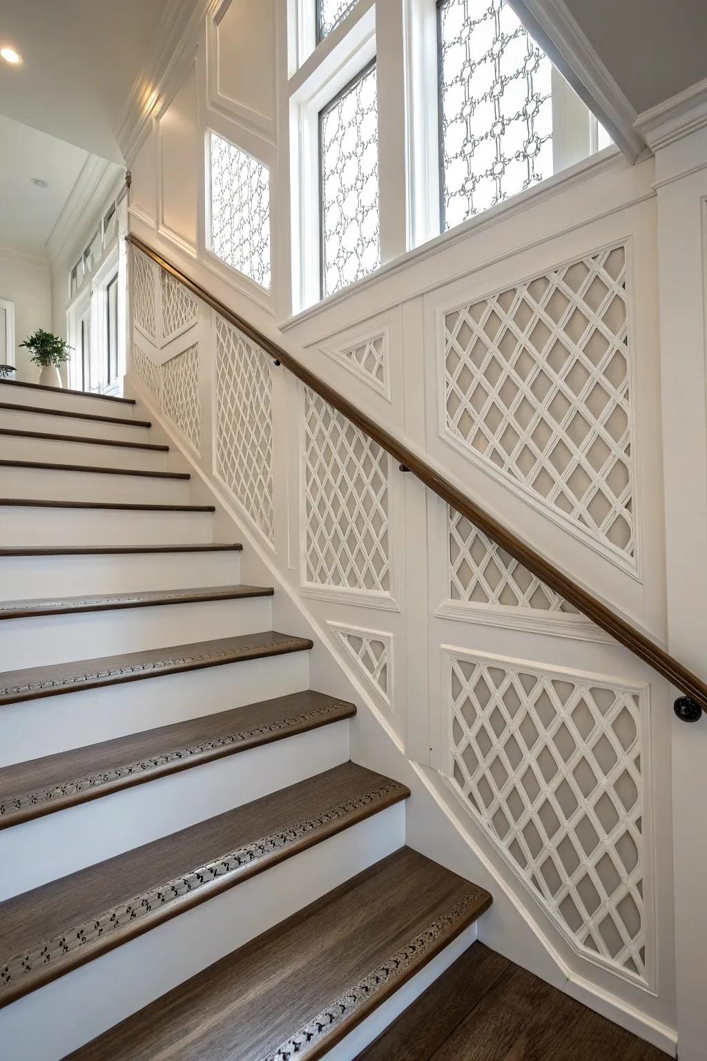 Transformative decorative paneling for a sophisticated stairway look.