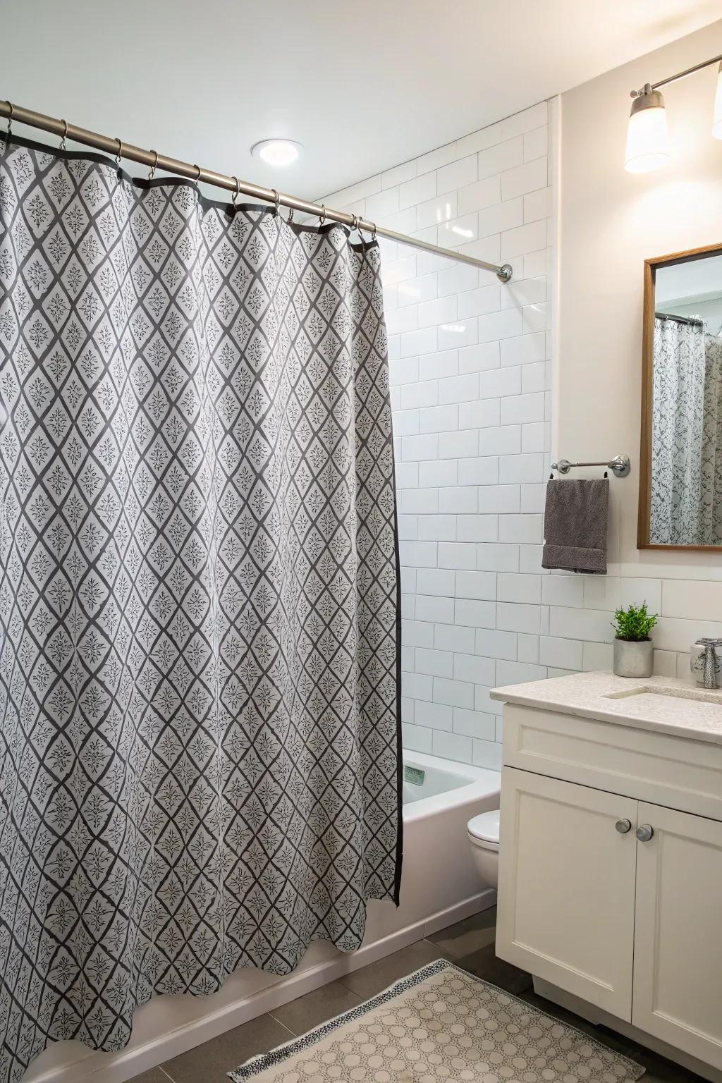 Tailor your bathroom's vibe with a uniquely crafted shower curtain.
