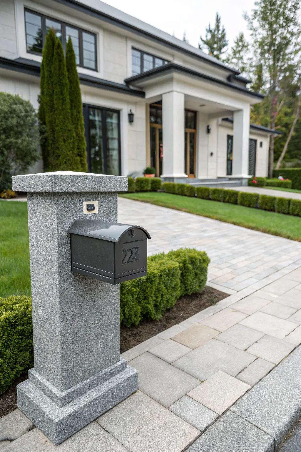 Granite mailboxes merge elegance with durability.