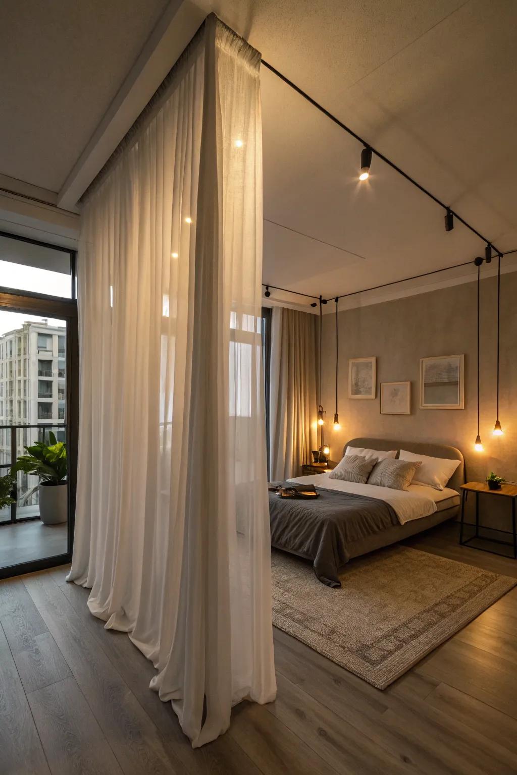 Drapes make a versatile and cozy sleeping space.
