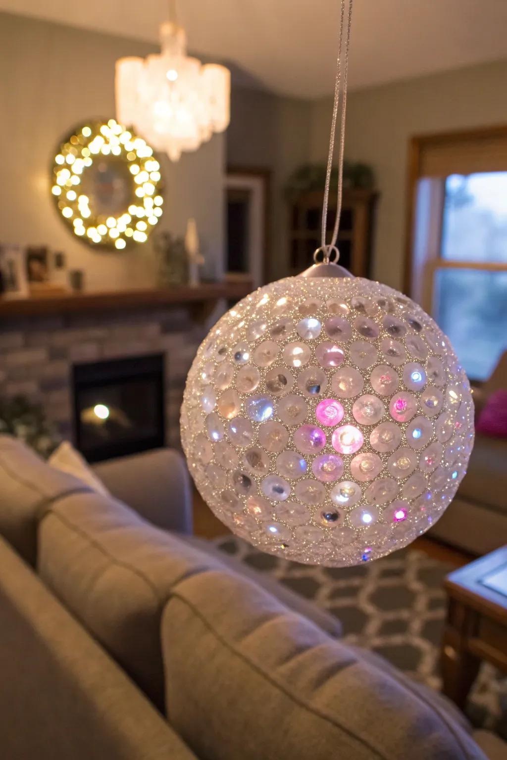 Ornaments blanketed in sequins contribute a dash of glamour.