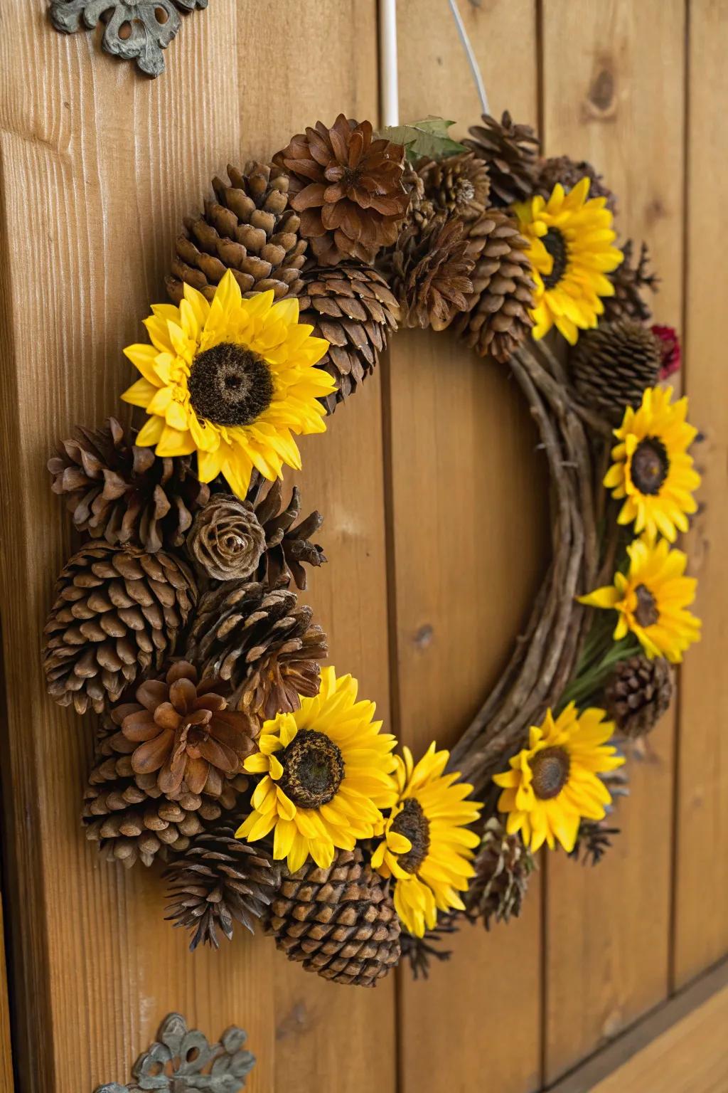 Rustic allure with wooden sunflowers, adding a distinctive touch.