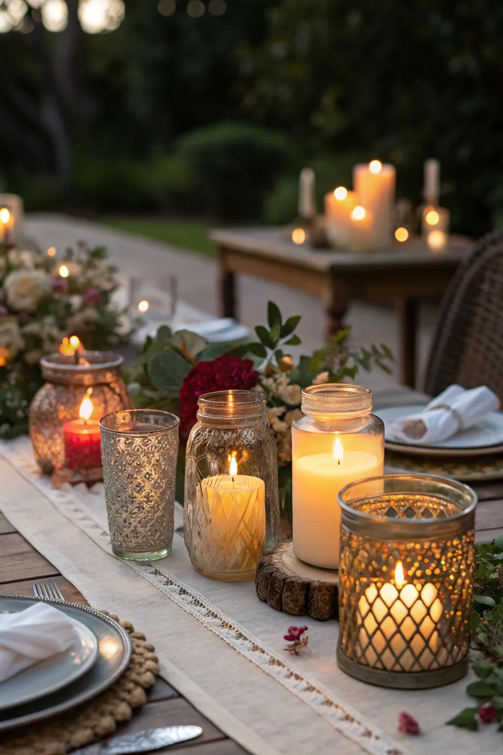 Candles introduce warmth and sophistication to any tablescape.
