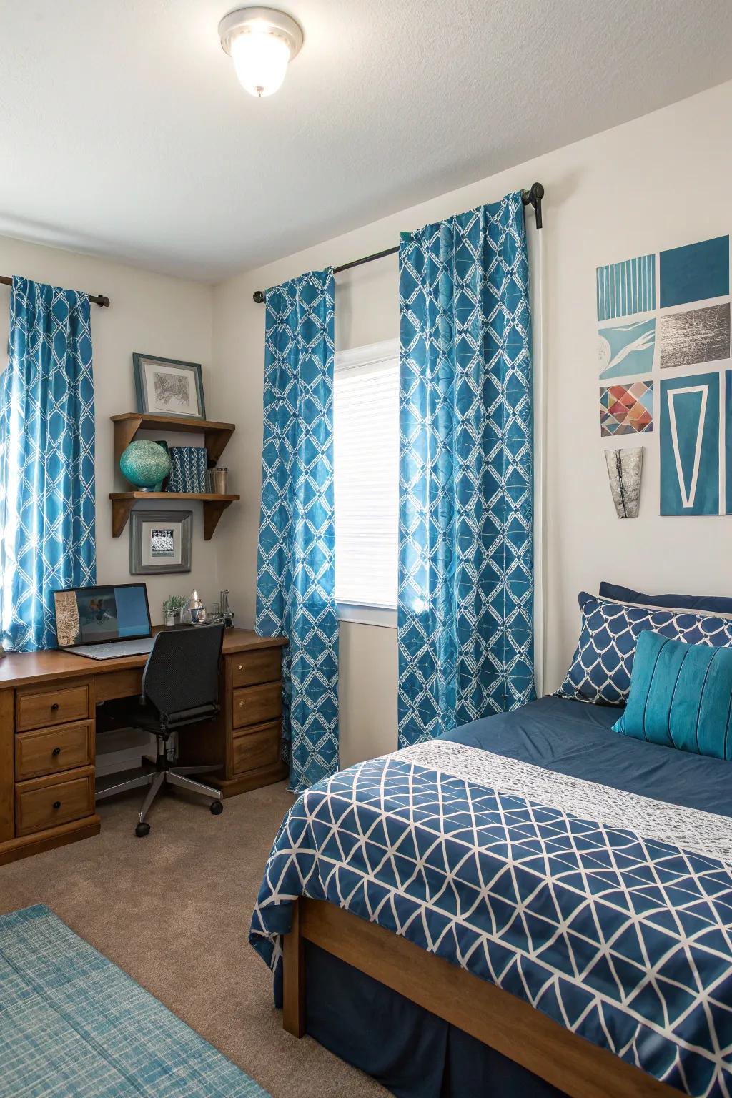 Geometric prints impart a dynamic ambiance to any space.