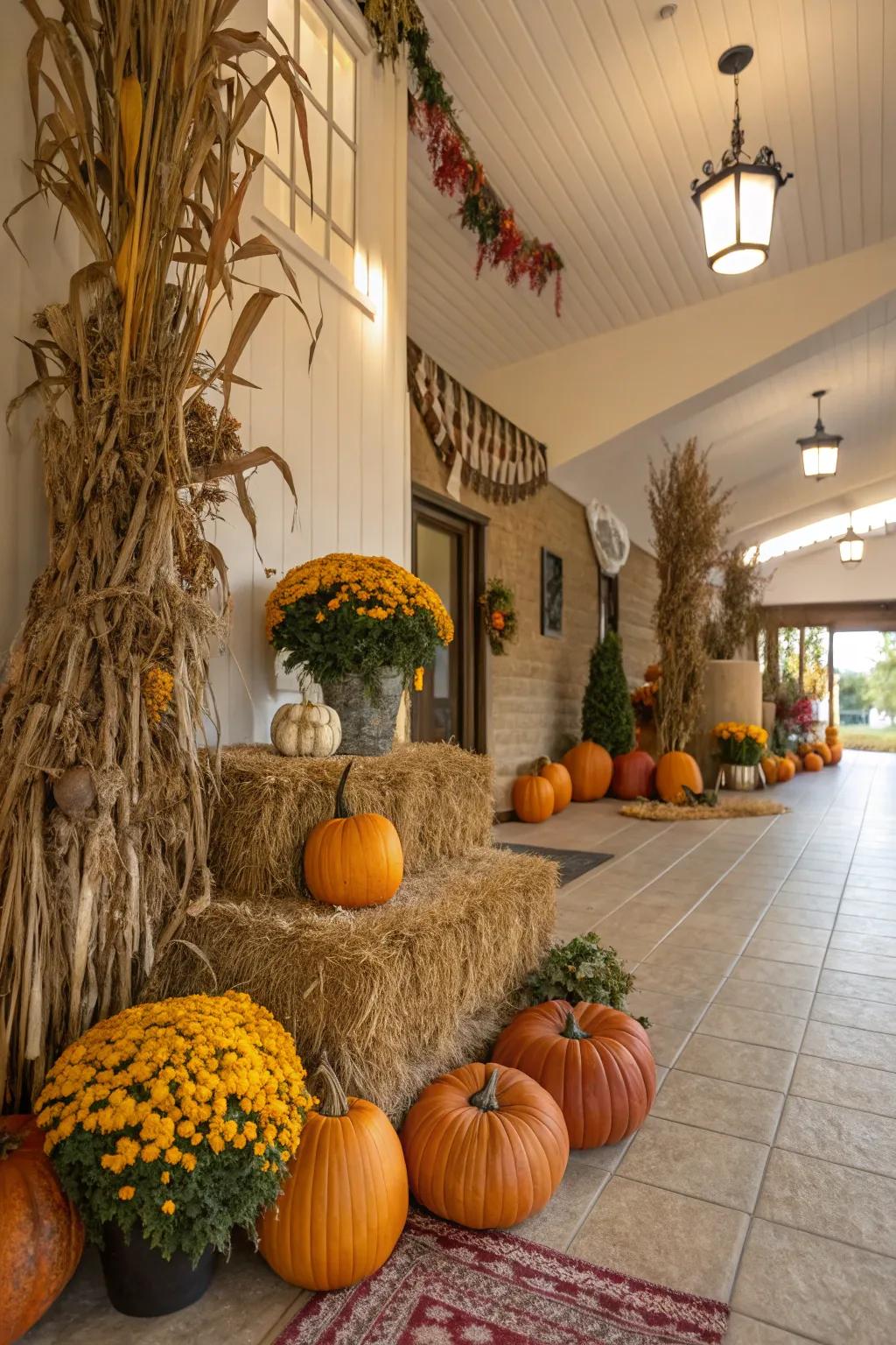 Transport the harvest celebration indoors through festive adornments.