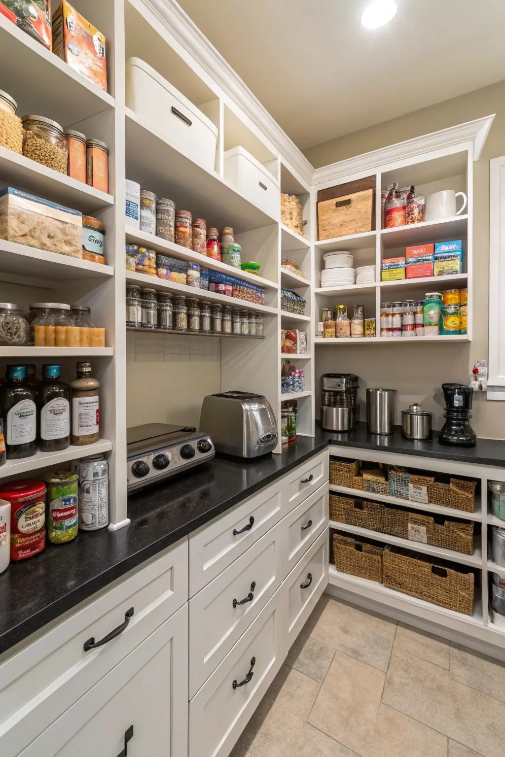 The quintessential walk-in pantry &ndash; a dream come true for anyone who loves kitchen organization.