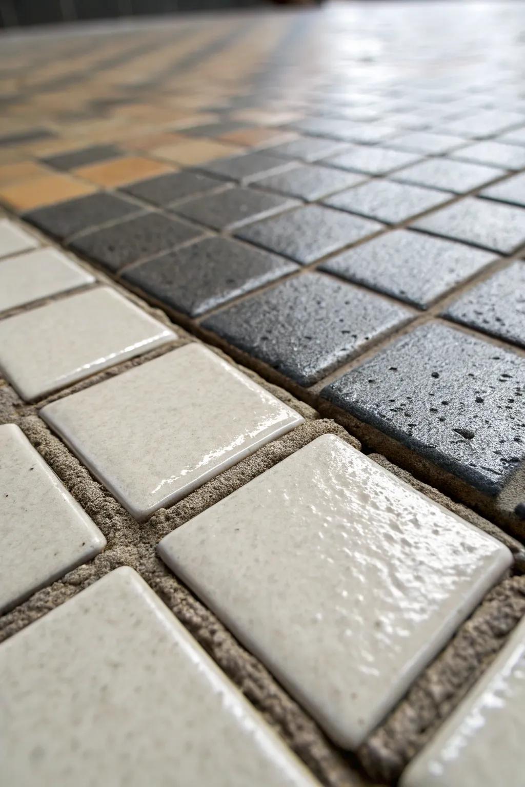 A tangible contrast enriches this pavement shift.