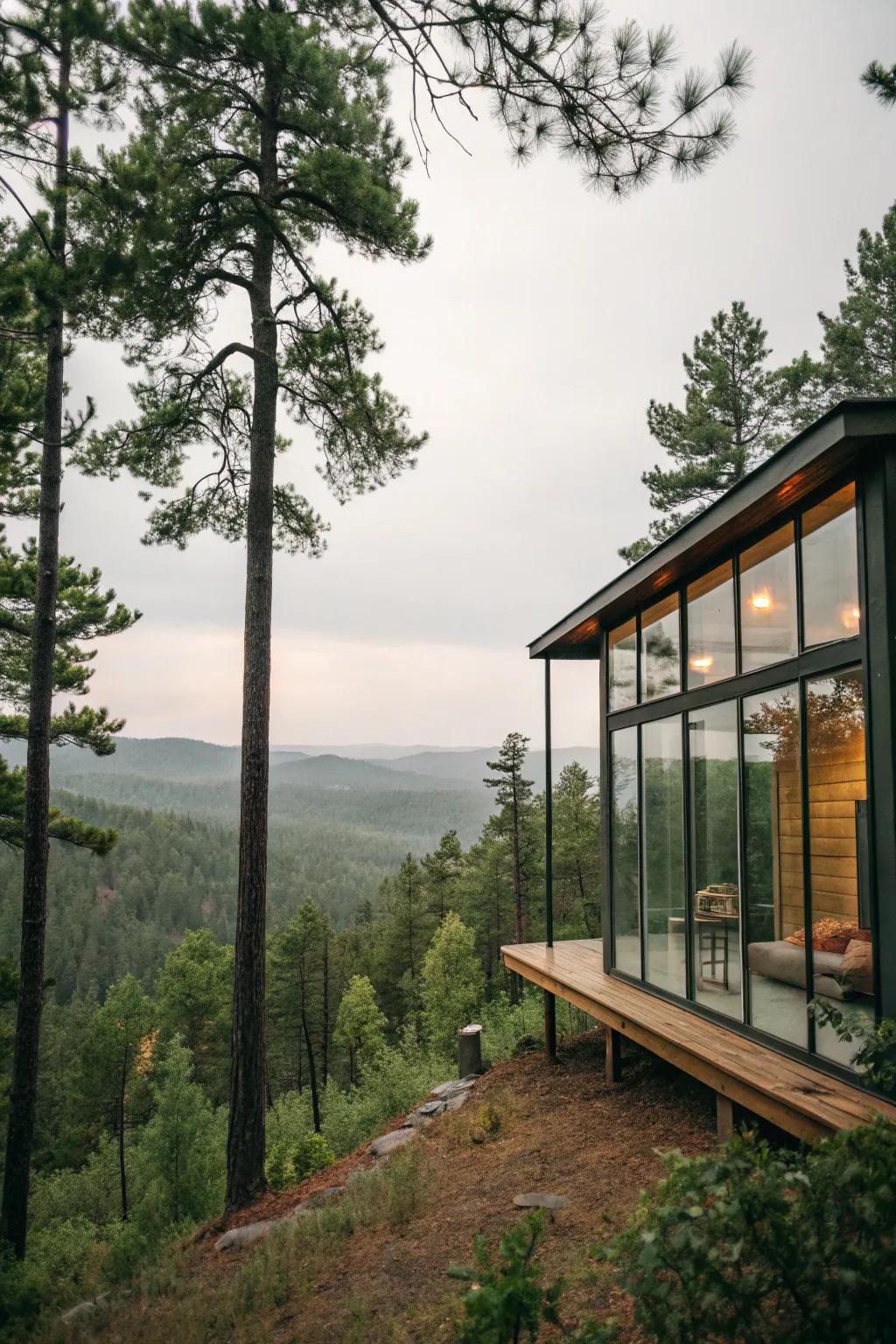 Forge a fluid bond with nature through expansive glass panes.